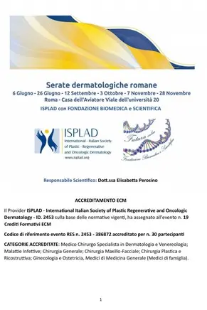 locandina del programma Serate Dermatologiche Romane 2023